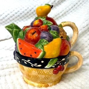 Tea Pot and Cup Set - Fruit Basket Theme - Ceramic